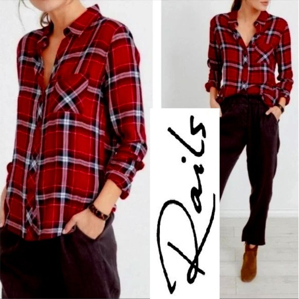 Rails Hunter Plaid Flannel Button Down Shirt - image 2